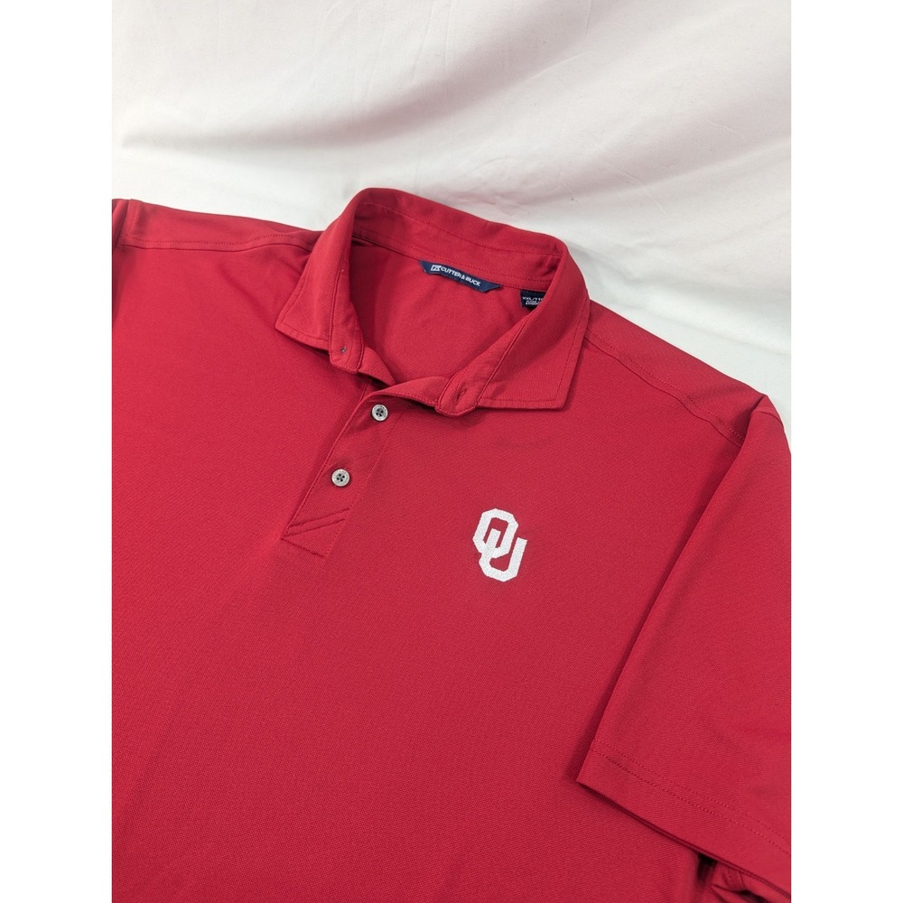 Cutter & Buck CB Golf Oklahoma Sooners OU Polo Shirt Mens XXL Red Performance